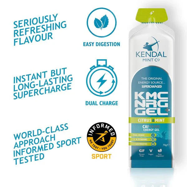 KMC NRG GEL+ Citrus & Mint Caffeine Flavour Bundle L (48x70g Gels)-3